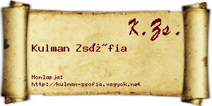 Kulman Zsófia névjegykártya