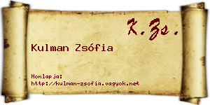 Kulman Zsófia névjegykártya